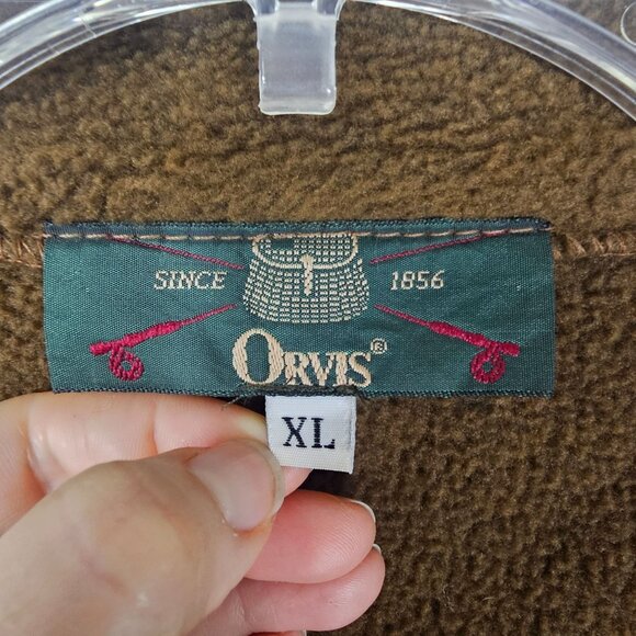 VTG Orvis Fleece Field Jacket XL Green Brown Cargo Shooting Mid Length Outdoor - Picture 5 of 15